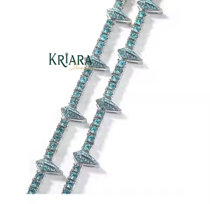 Lab Grown Diamond <b>Statement</b> <b>Necklace</b> S925 Silver 14K/18K Gold & Rhodium Plated Spike Crystal Punk Style Unisex Party Jewelry - Product Image 1