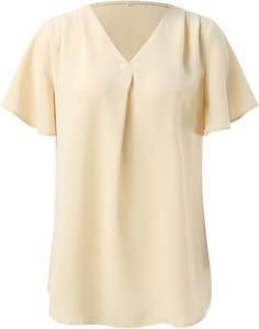 Blusa deportiva de verano para mujer, con cuello en V, de secado rápido, bordada, de punto liso, teñida, talla 2XL - Product Image 1