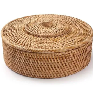 Cesta cilíndrica profunda de ratán tejido con asas laterales altas, disponible a precios de mayorista. - Product Image 3