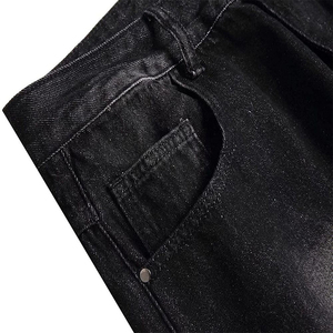 Classic <b>Men</b> Eco-Friendly Solid Dark Wash Denim Shorts with Soft <b>Stretch</b> Quick Dry Great Everyday Wear High Waist Button Fly - Product Image 2