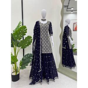 ชุดราตรีที่สวยงามเจียมเนื้อเจียมตัว dupatta ด้านบนด้านล่างสำหรับงานปาร์ตี้ - Product Image 3