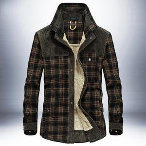 เสื้อผู้ชายลายสก๊อตลำลองผ้าขนแกะหนาอบอุ่นทำด้วยมือผ้าเดนิมมีให้เลือกหลายสี M-4XL - Product Image 1