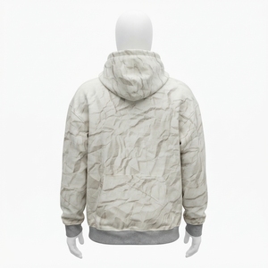 Sweat-shirt à capuche blanc pour homme avec imprimé abstrait sur toute la surface, poche kangourou, style streetwear décontracté - Product Image 4