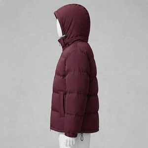 Meyba Sports <b>Burgundy</b> Hooded Reversible <b>Puffer</b> <b>Jacket</b> Windproof Winter Coat Regular Fit Front Logo Zipper Closure Unisex - Product Image 6