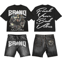Ensemble T-shirt et short décontracté pour homme, teinture unie personnalisée de haute qualité, 100 % coton tricoté respirant, été, DTG