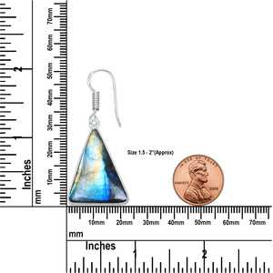 Pendientes Colgantes Plateados con Labradorita de Formas Variadas, Estilo Bohemio, Lindos y Únicos, Regalo para Fiestas, Venta al Por Mayor de Fábrica - Product Image 3