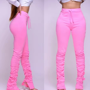 Pantalones de mujer estilo streetwear, ajustados con pierna acampanada, tiro medio, para invierno, informales, de oficina, de negocios, para viajes, reuniones, uso diario, 100% encaje - Product Image 5