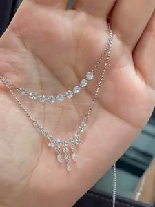 สร้อยคอทองคำขาว 14K ประดับเพชรทรงหยดน้ำเพียร์คัท ดีไซน์คลีโอพัตรา ของขวัญสำหรับผู้หญิง สไตล์คริสเตียนทันสมัย พร้อมใบรับรอง IGI - Product Image 5