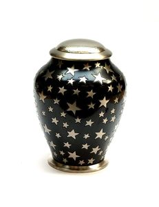 Urne funéraire ronde en métal brun rougeâtre avec couvercle et bouton argentés pour cendres humaines - Product Image 6