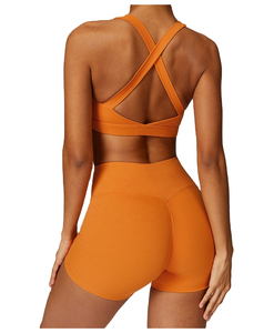 Ensemble de vêtements de yoga pour femmes, tenue de sport active avec soutien-gorge et pantalon côtelé à poches, effet push-up fessier, pour la course et le yoga - Product Image 6