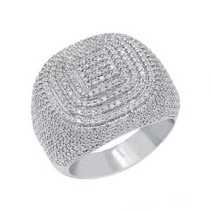 Moissanite Round Diamond Hip Hop Cocktail <b>Ring</b> 925 Sterling <b>Silver</b> Bustdown For <b>Mens</b> Anniversary Party Gift For Friends - Product Image 2