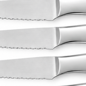 Juego de 4 cuchillos para carne con hojas dentadas y mangos ergonómicos, cuchillas afiladas para carne, filetes, mesa de comedor, cocina, restaurante - Product Image 6