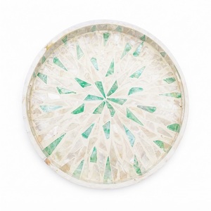 Creative Mother of Pearl Serving Tray Inlaid Capiz Shell Tray Geometric <b>Mosaic</b> Rectangular Ottoman Tray for Home Decor Wholesale - Product Image 4