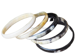 Bracelets en corne modernes faits à la main pour cadeau de mariage avec pierre principale en diamant, bracelet en corne de buffle naturelle, ensemble de bracelets, foncé - Product Image 3