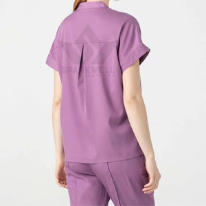 Conjunto de Uniforme Médico para Mujer, Blusa de Manga Corta con Cuello en V, Pantalones Jogger Cargo, Elásticos y Transpirables, Uniforme de Trabajo para Enfermeras - Product Image 3