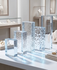 Clear <b>Acrylic</b> <b>Blocks</b> for Eco-friendly for Stylish Modern Jewelry Display Stand Easy Assembly Freestanding Design for Display - Product Image 5