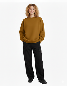 Pull molletonné oversize personnalisé en coton et polyester pour femme, col montant, anti-plis, couleur unie, style streetwear décontracté pour l'hiver - Product Image 1