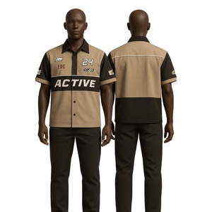 Camisa informal de manga corta con cuello vuelto para hombre al por mayor, Estilo Vintage, de punto, con logotipo personalizado, transpirable, satén de otoño - Product Image 1