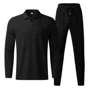 Men's Solid Color <b>Hooded</b> Half-<b>Zip</b> Tracksuit Full Sleeves Drawstring Pants Breathable Polyester Lightweight Casual Autumn Regular - Product Image 4