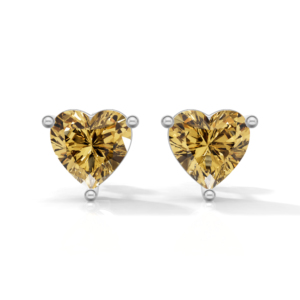 Heerani Jewels Pink Citrine 925 <b>Sterling</b> <b>Silver</b> Trendy <b>Heart</b> Shape Stud Claw Setting <b>Silver</b> Plated IGI Certified Unisex <b>Earrings</b> - Product Image 1