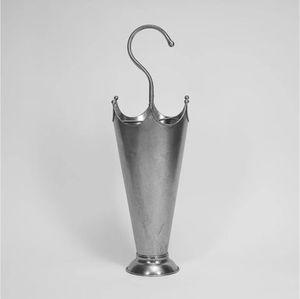 Porte-parapluie en métal blanc avec sommet en forme de couronne, structure autoportante, capacité unilatérale, décoration d'intérieur - Product Image 2