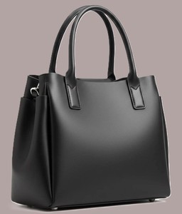 Royaa Structured Leather Tote <b>Bag</b>, Minimalist Black <b>Work</b> Purse, Elegant Everyday Shoulder <b>Bag</b> Handmade Genuine Leather Tote <b>Bag</b> - Product Image 4