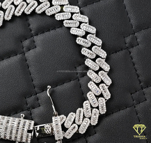 Pulsera de Lujo con Doble Hilera de Eslabones en Forma de Espina de Pescado, con Moissanita y Piedras de Color D VVS, Totalmente Cubierta de Diamantes, Joyería de Alta Gama - Product Image 6