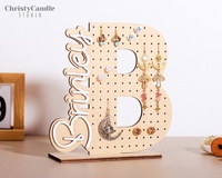 Organisateur de bijoux en bois personnalisé Delarchi, présentoir à boucles d'oreilles personnalisé, cadeau pour la fête des mères pour petite amie, modèle PS172