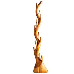 Perchero de Madera Natural Tallada, Estilo Rústico, con 10 Ganchos, Madera de Suar Sólida, Organizador Ecológico para el Hogar, Entrada, Oficina - Product Image 6