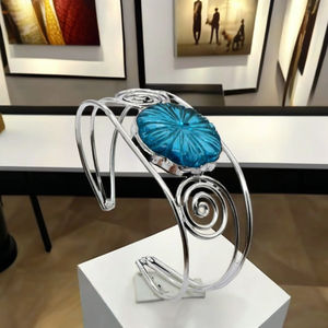 Trendy Women's Fashion Copper Brass Jewelry Assorted Adjustable Turquoise Natural Crystal Gemstone Bangles - Product Image 1