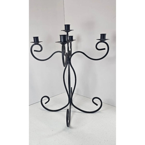 Candélabre en fer noir à 5 bras, porte-bougie sur pied, décoration d'intérieur, design métallique durable, candélabre fait main - Product Image 6