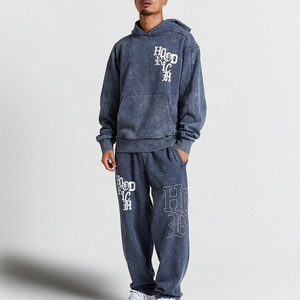 Ensemble de survêtement vintage personnalisé pour homme, comprenant un sweat à capuche zippé et un pantalon de jogging, avec effet délavé à l'acide et patchs en chenille appliqués - Product Image 6