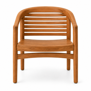 Chaise de jardin d'extérieur en teck massif, design moderne, pieds sabre, confortable, durable, imperméable, écologique - Product Image 1
