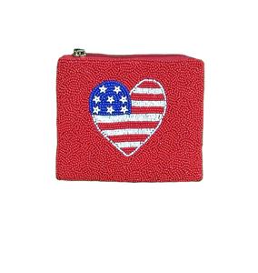 Alta calidad elegante hecho a mano diseño de corazón bordado con cuentas Bandera de EE. UU. Mini bolso con cremallera elegante moda elegante Top último de la India - Product Image 1