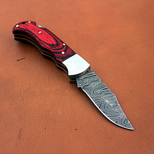 Cuchillo Plegable de Acero de Damasco Hecho a Mano, Cuchillo de Bolsillo, Cuchillo para Acampar al Aire Libre, Cuchillo Plegable de Damasco Personalizado - Product Image 3