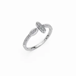 Bague élégante en diamant de laboratoire, taille brillant rond, 19 pierres, certifiée IGI, clarté VVS, or 10/14/18 carats pour femme - Product Image 4