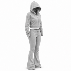 Factory Price Women Flare <b>Tracksuit</b> Trendy <b>Y2K</b> Cropped Zip Hoodie Flare Leg Pants Set Wholesale Fashion Womens Flare <b>Tracksuit</b> - Product Image 5