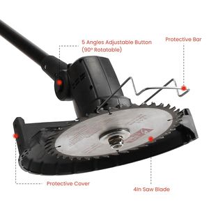 Kit 3-in-1 Elettrico Senza Fili 21V con Batterie da 1500mAh, Mini Motosega a Lunghezza Regolabile 4 Pollici, Decespugliatore e 2 Pezzi di Lame per Potatura - Product Image 4