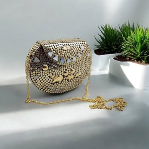 Bolso de Mano de Aleación de Zinc Plateado, Forma Irregular, Diseño de Moda, Correa de Cadena - Product Image 5
