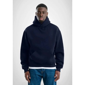 Men's <b>Black</b> Hooded <b>Sweatshirt</b> Regular Fit Solid Color Casual French Terry Pullover With Front Pocket Breathable Design - Product Image 3
