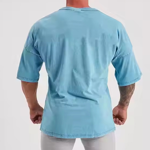 High Quality 180g Cotton Polyester Men's Short Sleeve T-Shirt Custom Logo Printed Plain Solid Pattern Silk <b>Screen</b> Knitted - Product Image 5