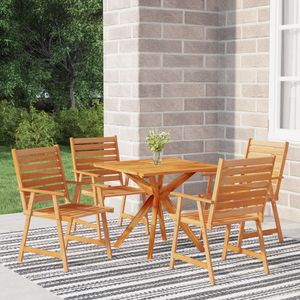 Set da pranzo con Patio in legno massello di Acacia 5 pezzi per uso giardino - Product Image 1