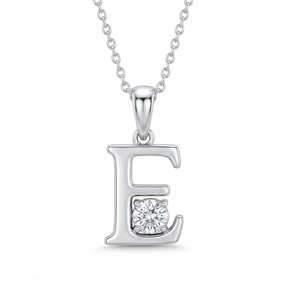 Colgante de plata de ley 925 con letra E, corte brillante redondo, diamante cultivado en laboratorio y natural, joyería unisex con diamantes, regalo. - Product Image 4