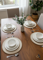Set de table en jute et coton tressé à la main de 14 pouces, écologique, antidérapant, artisanat indien contemporain