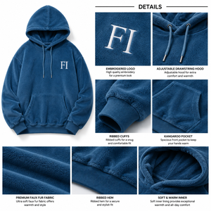 Sweat-shirts à capuche en fausse fourrure pour hommes, coupe oversize décontractée, style streetwear Y2K, hiver, logo personnalisé, fournisseur en gros USA - Product Image 4