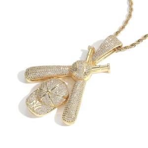 จี้รูปหมวกเบสบอลฮิปฮอป สร้อยคอชุบทอง 18k ประดับเพชร ดีไซน์ทันสมัย สร้อยคอฮิปฮอปแบบปรับแต่งได้ - Product Image 3