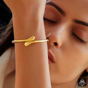 PRAO Bracelet jonc ouvrable anti-ternissement Bracelets fins audacieux et or - Product Image 4