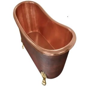 Baignoire autoportante ovale en cuivre massif martelé à la main, finition antique, pour la maison et l'hôtel - I H C - Product Image 1