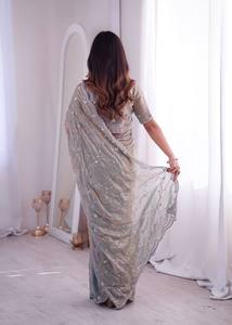 Sari de Diseño Elegante, Moderno y Reversible para Fiestas, en un Tono Atractivo con Detalles Ricos - Product Image 5