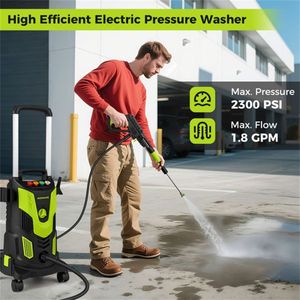 Idropulitrice Elettrica 2300 PSI Verde e Nera con 4 Ugelli a Connessione Rapida e Pulitore ad Alta Potenza 1900W per Autolavaggi - Product Image 5